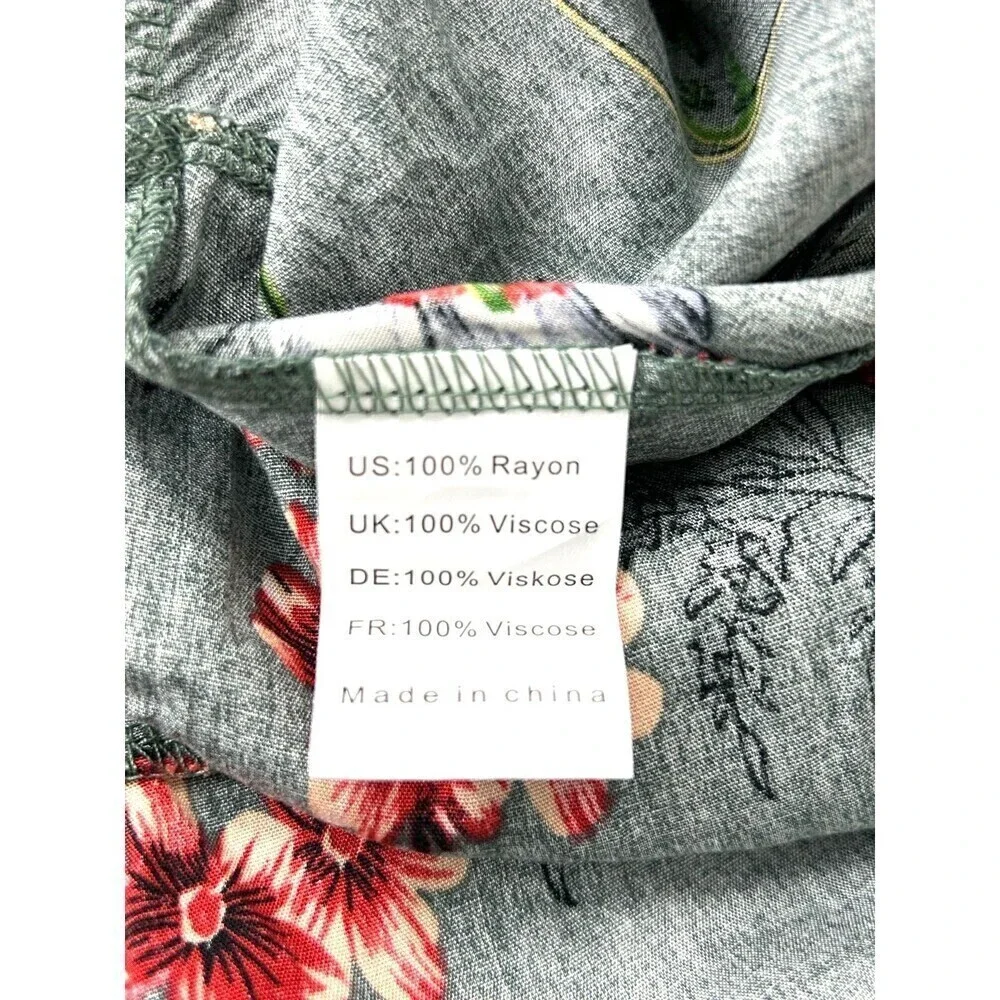 New KorMei Women M Maxi Dress Blue V Neck Short Sleeve Floral High Low Flowy R - Picture 12 of 13